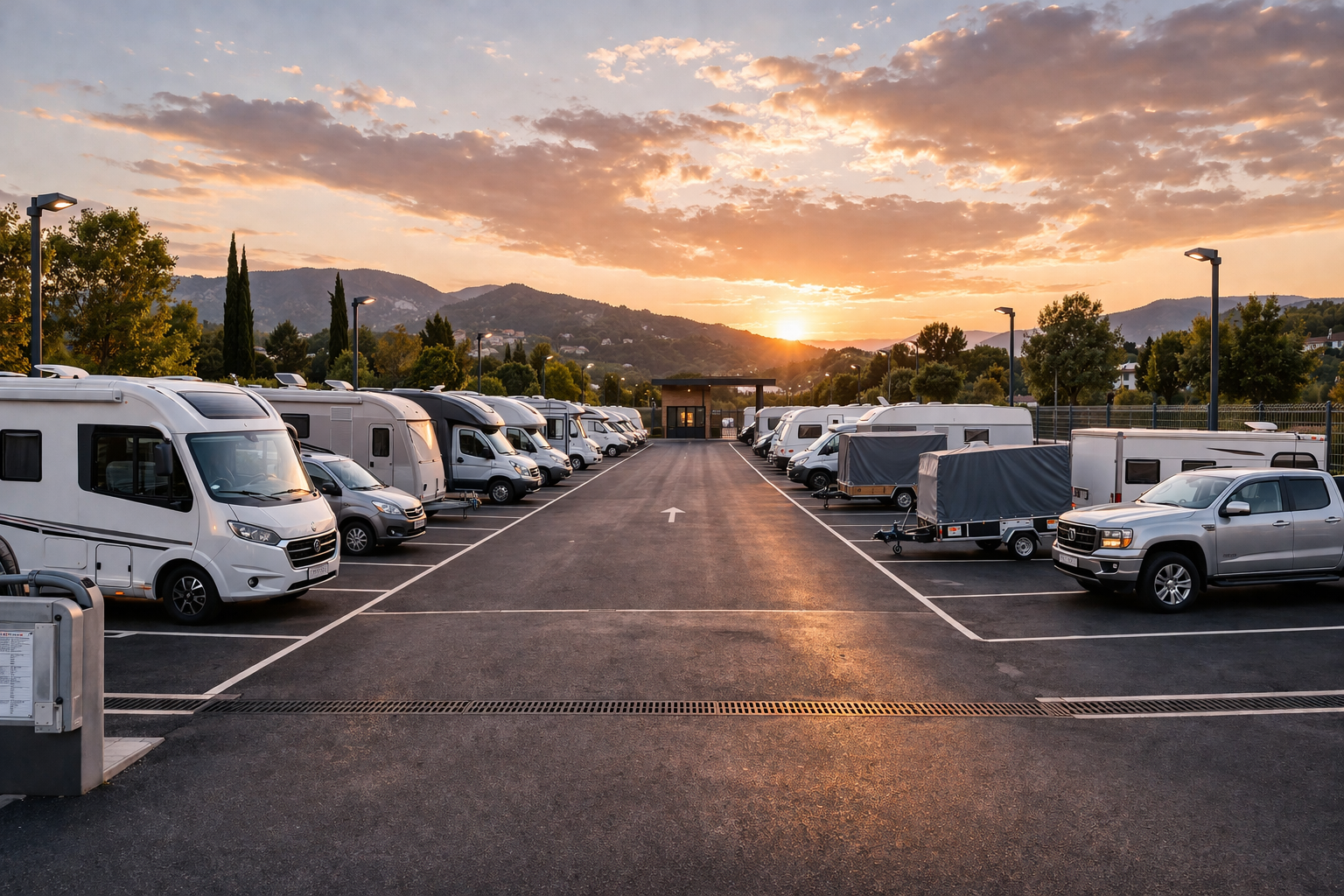 Parking organizado para caravanas, autocaravanas, camiones y remolques